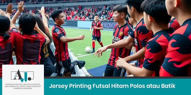 Jersey Printing Futsal Hitam Polos atau Batik 